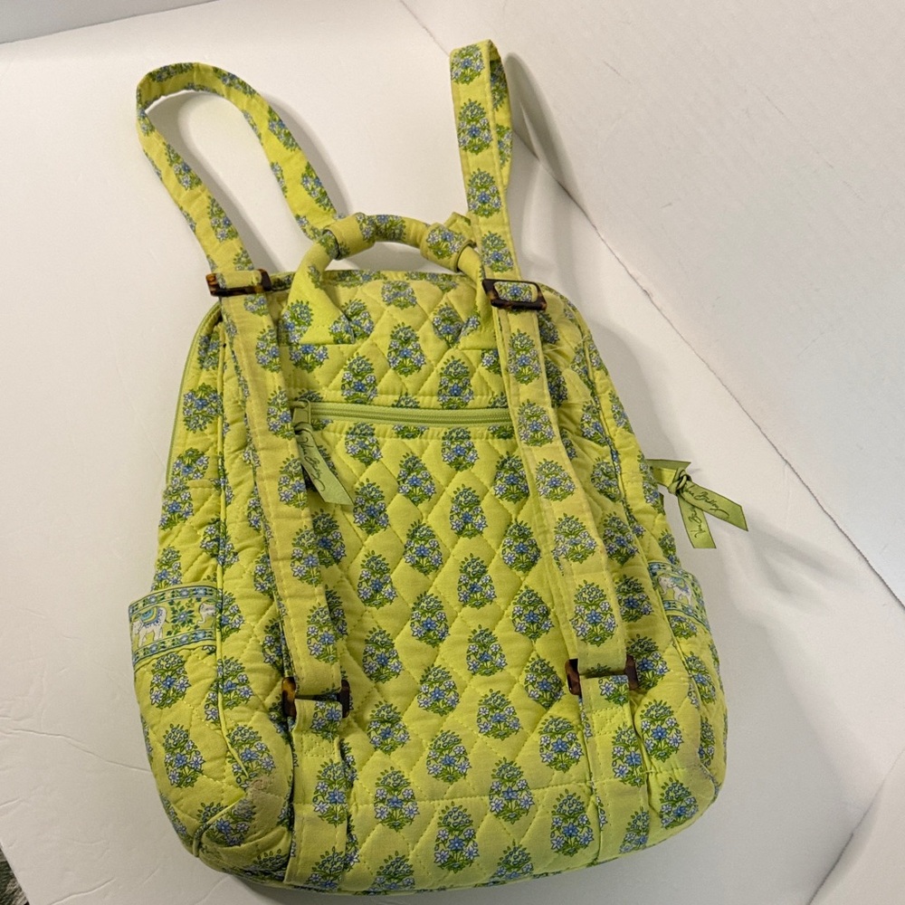 Vera Bradley Retired Citrus Elephant yellow/blue Backpack - Picture 5 of 16
